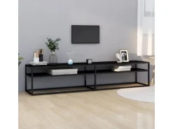 vidaXL TV-Schrank Schwarz 200x40x40,5 cm Hartglas