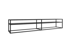 vidaXL TV-Schrank Schwarz 220x40x40,5 cm Hartglas