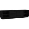 vidaXL TV-Schrank Schwarz 156x40x40 cm Massivholz Kiefür