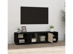 vidaXL TV-Schrank Schwarz 156x40x40 cm Massivholz Kiefür
