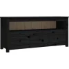 vidaXL TV-Schrank Schwarz 114x35x52 cm Massivholz Kiefür
