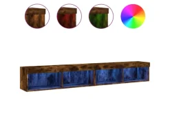 vidaXL TV-Schränke mit LED-Leuchten 2 Stk. Räuchereiche 100x30x30 cm