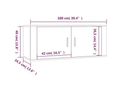 vidaXL TV-Wandschrank Grau Sonoma 100x34,5x40 cm