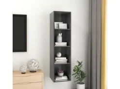 vidaXL TV-Wandschrank Hochglanz-Grau 37x37x142,5 cm Holzwerkstoff