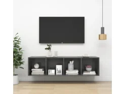 vidaXL TV-Wandschrank Hochglanz-Grau 37x37x142,5 cm Holzwerkstoff