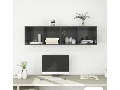 vidaXL TV-Wandschrank Hochglanz-Grau 37x37x142,5 cm Holzwerkstoff