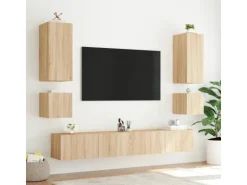vidaXL TV-Wandschrank mit LED-Leuchten Sonoma-Eiche 100x35x31 cm