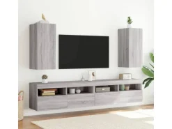 vidaXL TV-Wandschrank mit LED-Leuchten Grau Sonoma 30,5x35x70 cm