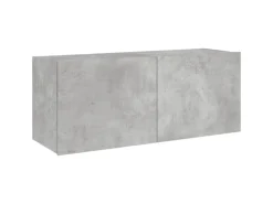 vidaXL TV-Wandschrank mit LED-Leuchten Betongrau 100x35x41 cm