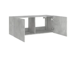 vidaXL TV-Wandschrank mit LED-Leuchten Betongrau 100x35x41 cm