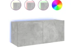 vidaXL TV-Wandschrank mit LED-Leuchten Betongrau 100x35x41 cm