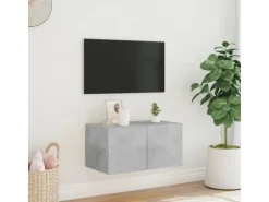 vidaXL TV-Wandschrank mit LED-Leuchten Betongrau 60x35x31 cm