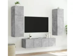 vidaXL TV-Wandschrank mit LED-Leuchten Betongrau 80x35x41 cm
