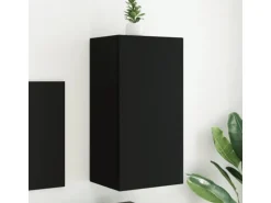 vidaXL TV-Wandschrank mit LED-Leuchten Schwarz 40,5x35x80 cm