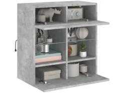 vidaXL TV-Wandschrank mit LED-Leuchten Betongrau 58,5x30x60,5 cm