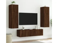 vidaXL TV-Wandschrank mit LED-Leuchten Braun Eichen-Optik 80x35x31 cm