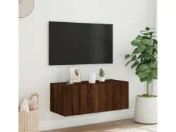 vidaXL TV-Wandschrank mit LED-Leuchten Braun Eichen-Optik 80x35x31 cm