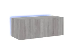 vidaXL TV-Wandschrank mit LED-Leuchten Grau Sonoma 80x35x31 cm