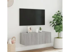 vidaXL TV-Wandschrank mit LED-Leuchten Grau Sonoma 80x35x31 cm