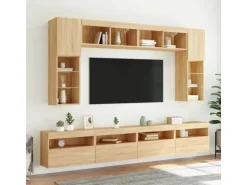vidaXL TV-Wandschrank mit LED-Leuchten Sonoma-Eiche 60x30x40 cm