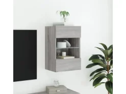 vidaXL TV-Wandschrank mit LED-Leuchten Grau Sonoma 40x30x60,5 cm