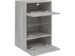 vidaXL TV-Wandschrank mit LED-Leuchten Grau Sonoma 40x30x60,5 cm