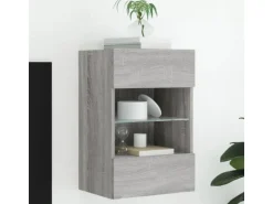 vidaXL TV-Wandschrank mit LED-Leuchten Grau Sonoma 40x30x60,5 cm