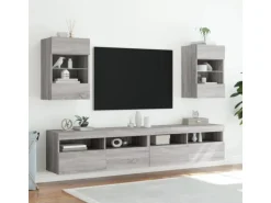 vidaXL TV-Wandschrank mit LED-Leuchten Grau Sonoma 40x30x60,5 cm
