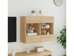 vidaXL TV-Wandschrank mit LED-Leuchten Sonoma-Eiche 78,5x30x60,5 cm
