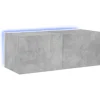 vidaXL TV-Wandschrank mit LED-Leuchten Betongrau 80x35x31 cm