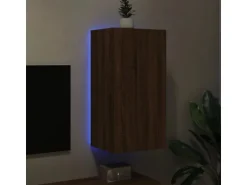 vidaXL TV-Wandschrank mit LED-Leuchten Braun Eichen-Optik 40,5x35x80cm