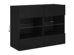 vidaXL TV-Wandschrank mit LED-Leuchten Schwarz 78,5x30x60,5 cm