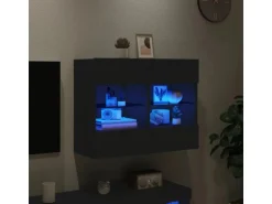 vidaXL TV-Wandschrank mit LED-Leuchten Schwarz 78,5x30x60,5 cm
