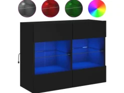 vidaXL TV-Wandschrank mit LED-Leuchten Schwarz 78,5x30x60,5 cm