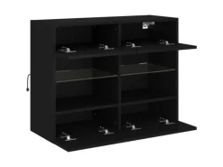 vidaXL TV-Wandschrank mit LED-Leuchten Schwarz 78,5x30x60,5 cm