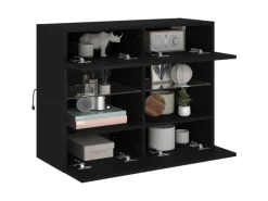vidaXL TV-Wandschrank mit LED-Leuchten Schwarz 78,5x30x60,5 cm