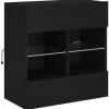 vidaXL TV-Wandschrank mit LED-Leuchten Schwarz 58,5x30x60,5 cm