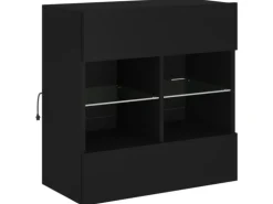 vidaXL TV-Wandschrank mit LED-Leuchten Schwarz 58,5x30x60,5 cm