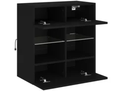 vidaXL TV-Wandschrank mit LED-Leuchten Schwarz 58,5x30x60,5 cm