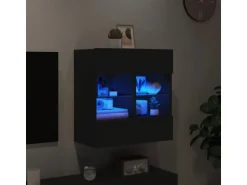vidaXL TV-Wandschrank mit LED-Leuchten Schwarz 58,5x30x60,5 cm