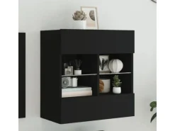 vidaXL TV-Wandschrank mit LED-Leuchten Schwarz 58,5x30x60,5 cm
