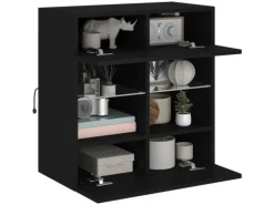 vidaXL TV-Wandschrank mit LED-Leuchten Schwarz 58,5x30x60,5 cm