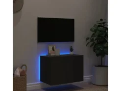 vidaXL TV-Wandschrank mit LED-Leuchten Schwarz 60x35x41 cm