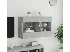 vidaXL TV-Wandschrank mit LED-Leuchten Betongrau 98,5x30x60,5 cm