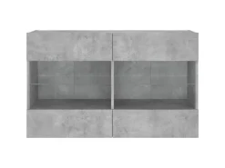 vidaXL TV-Wandschrank mit LED-Leuchten Betongrau 98,5x30x60,5 cm