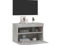 vidaXL TV-Wandschrank mit LED-Leuchten Betongrau 60x30x40 cm