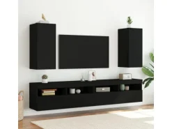 vidaXL TV-Wandschrank mit LED-Leuchten Schwarz 30,5x35x70 cm