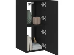 vidaXL TV-Wandschrank mit LED-Leuchten Schwarz 30,5x35x70 cm