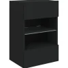 vidaXL TV-Wandschrank mit LED-Leuchten Schwarz 40x30x60,5 cm