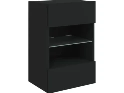 vidaXL TV-Wandschrank mit LED-Leuchten Schwarz 40x30x60,5 cm